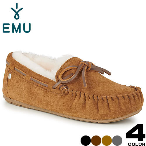 エミュ ブラウンモカシン スエードとファー素材 エミュ ブラウン