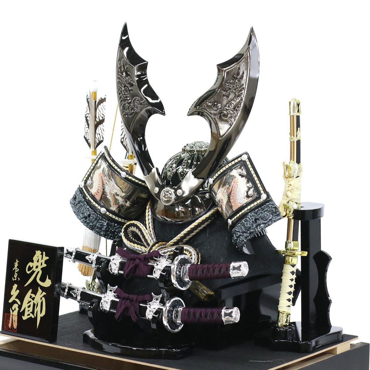 五月人形 兜 久月 オルゴール付き ガラスケース こどもの日 五月人形