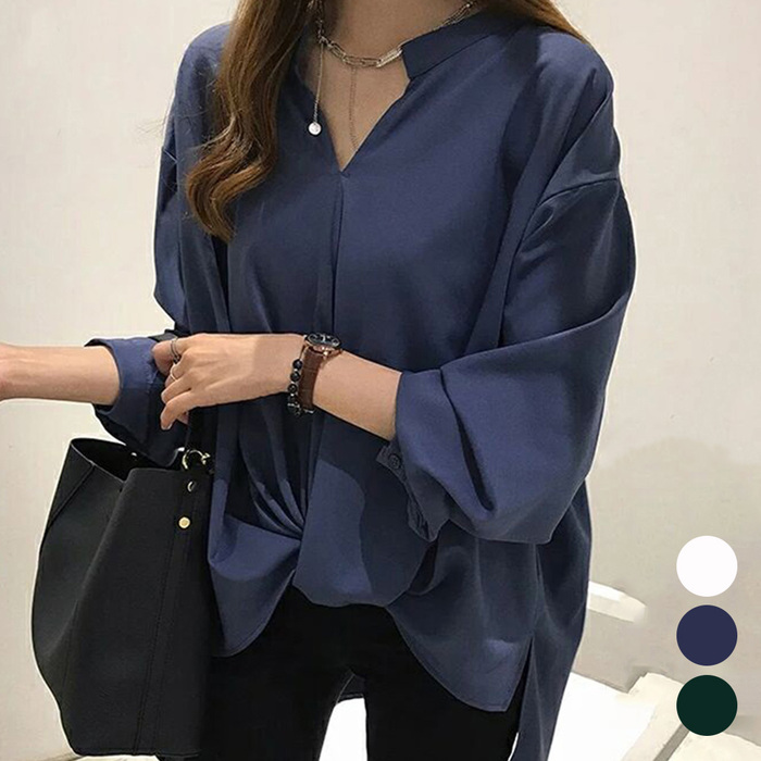 スキッパー シャツ レディース スキッパーブラウス Vネック トップス