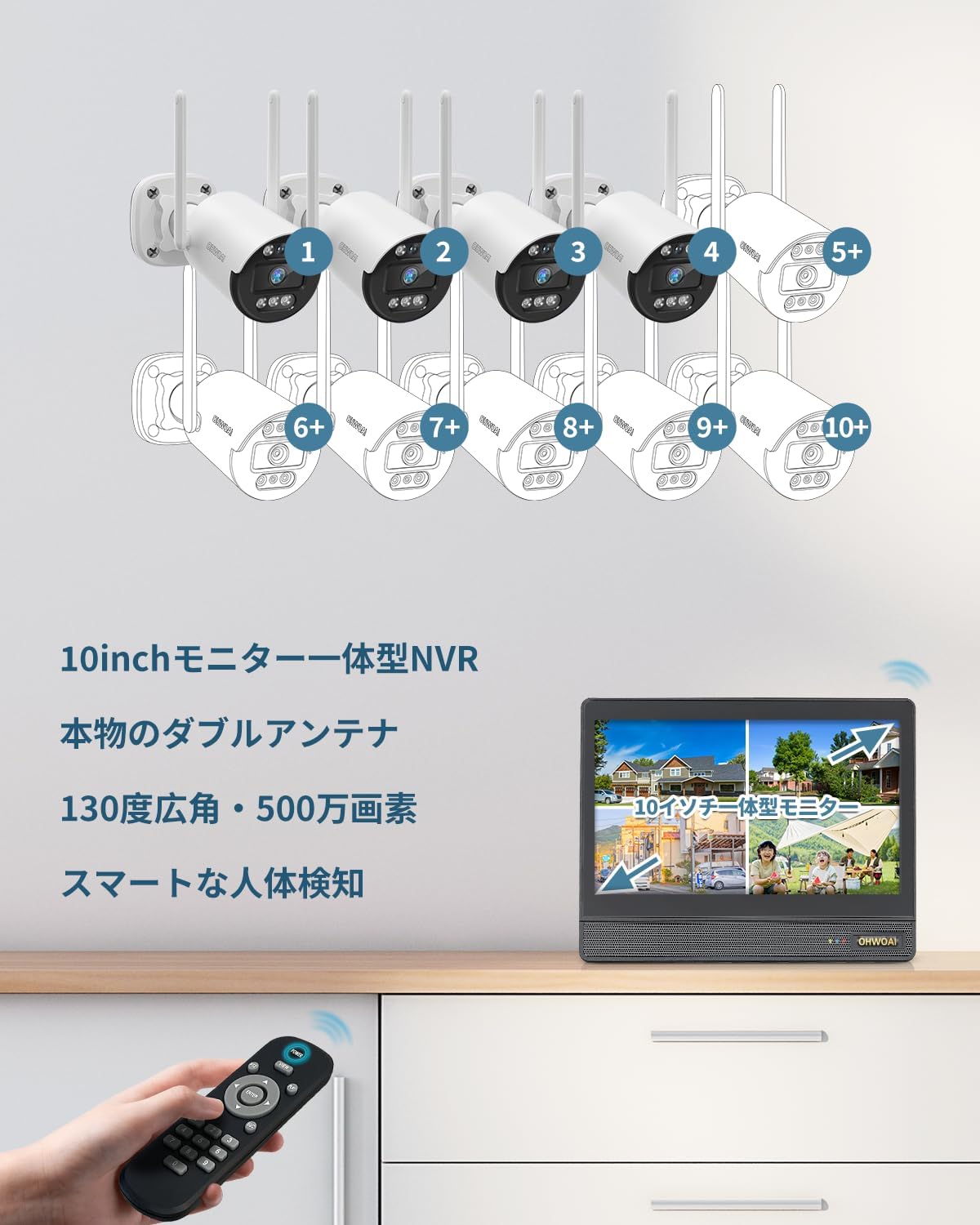 防犯カメラ 屋外 家庭用 業務用 wifi ワイヤレス カメラセット 4台 300