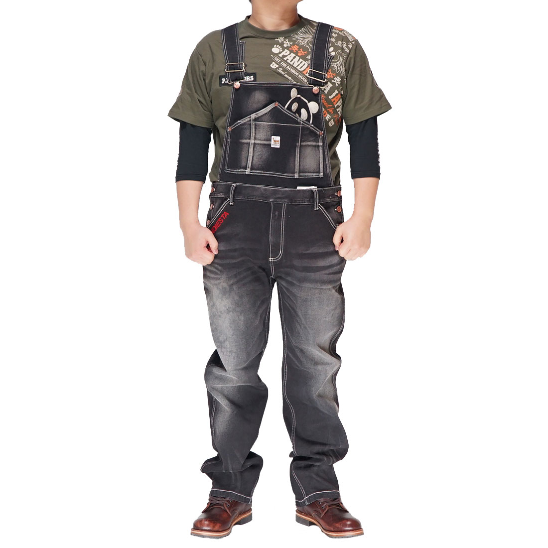 PANDIESTA（パンディエスタ） オーバーオール パンダ のぞきパンダ