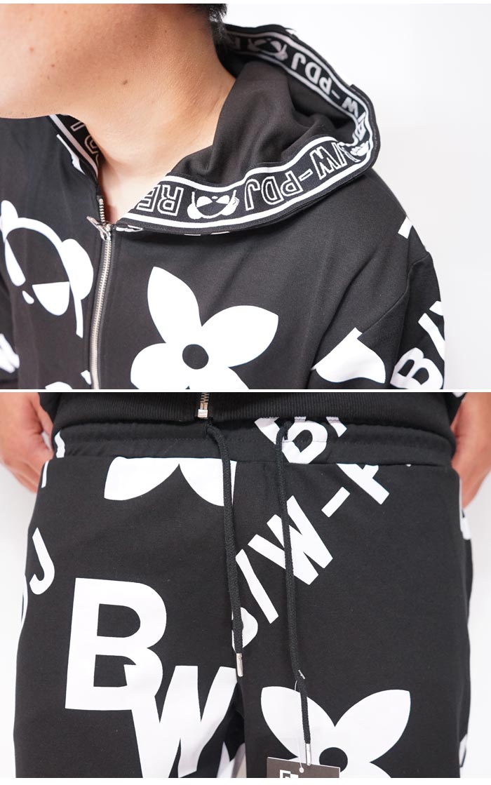 パンディエスタ PANDIESTA セットアップ パンダ 総柄 モノトーン B