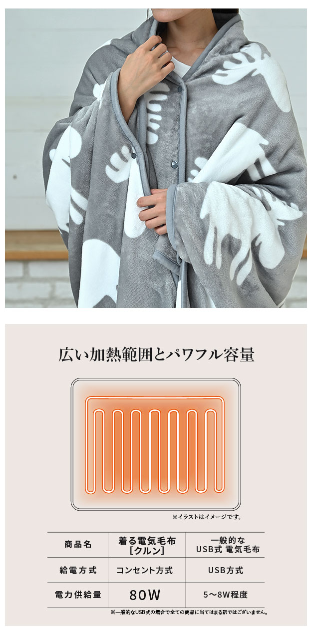とろけるフランネル 着る電気毛布 curun クルン エルク柄 ノルディック