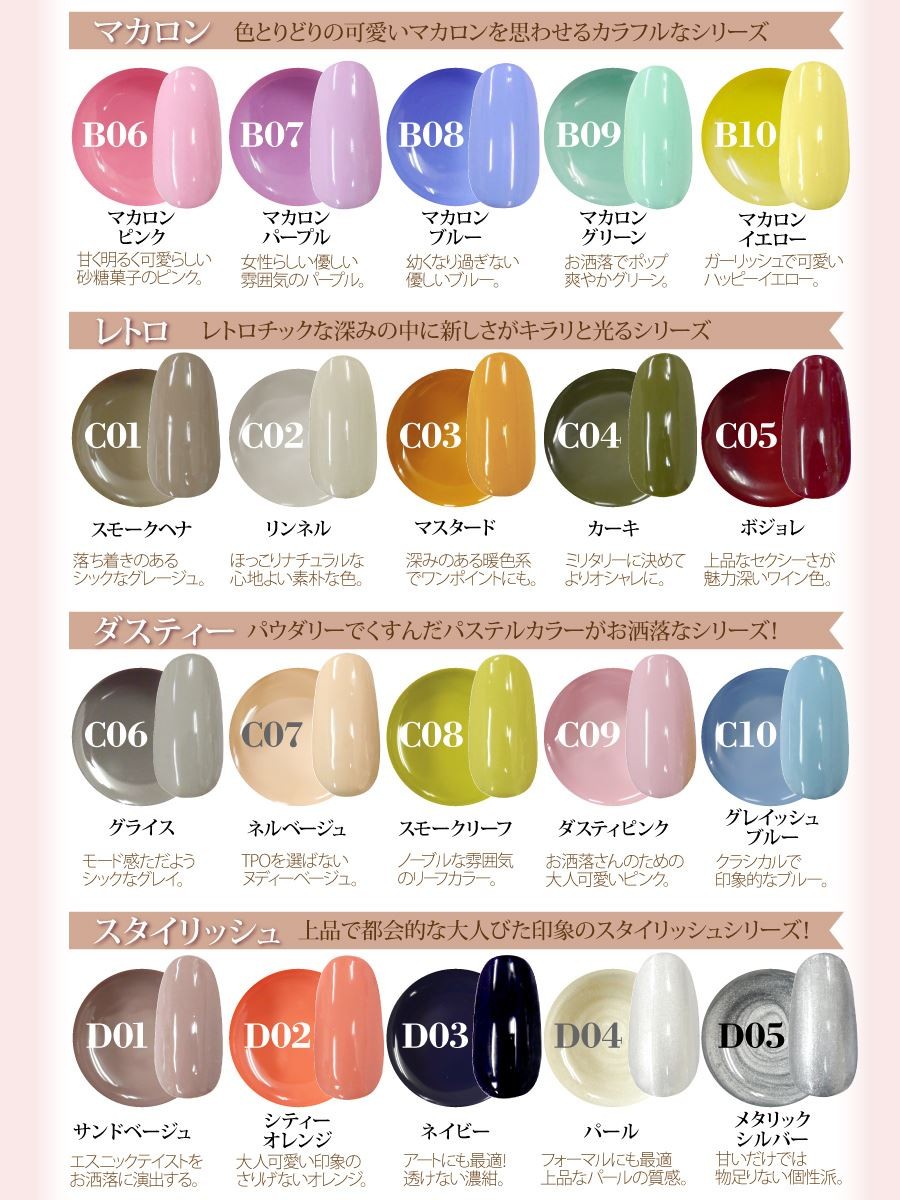 ジェルネイル 全55色まとめてお買得 お花のように可愛い カラージェル