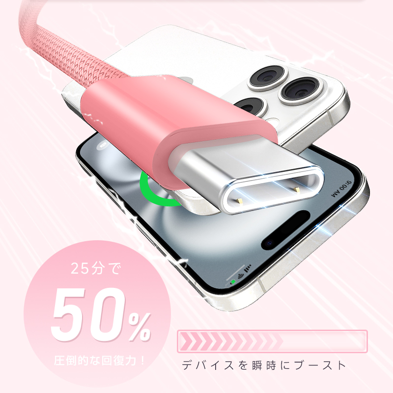 明誠 iPhoneケーブル 長さ 2m 急速充電ケーブル 充電器 データ転送