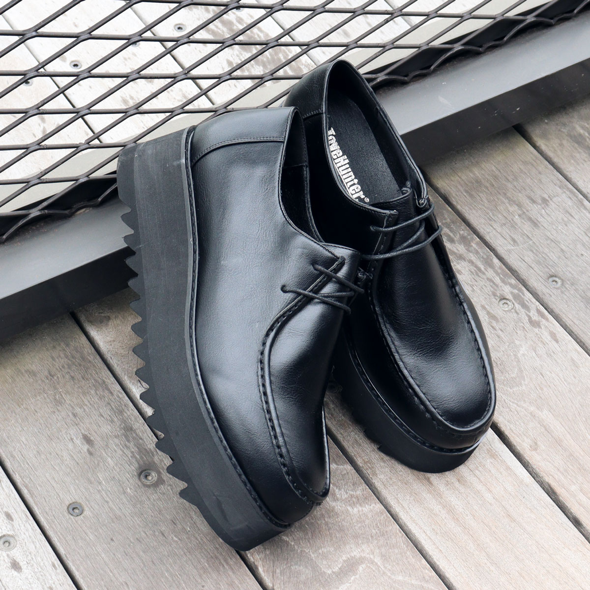 LOVEHUNTER（ラブハンター） 革靴 メンズ カジュアル 黒 厚底 レース