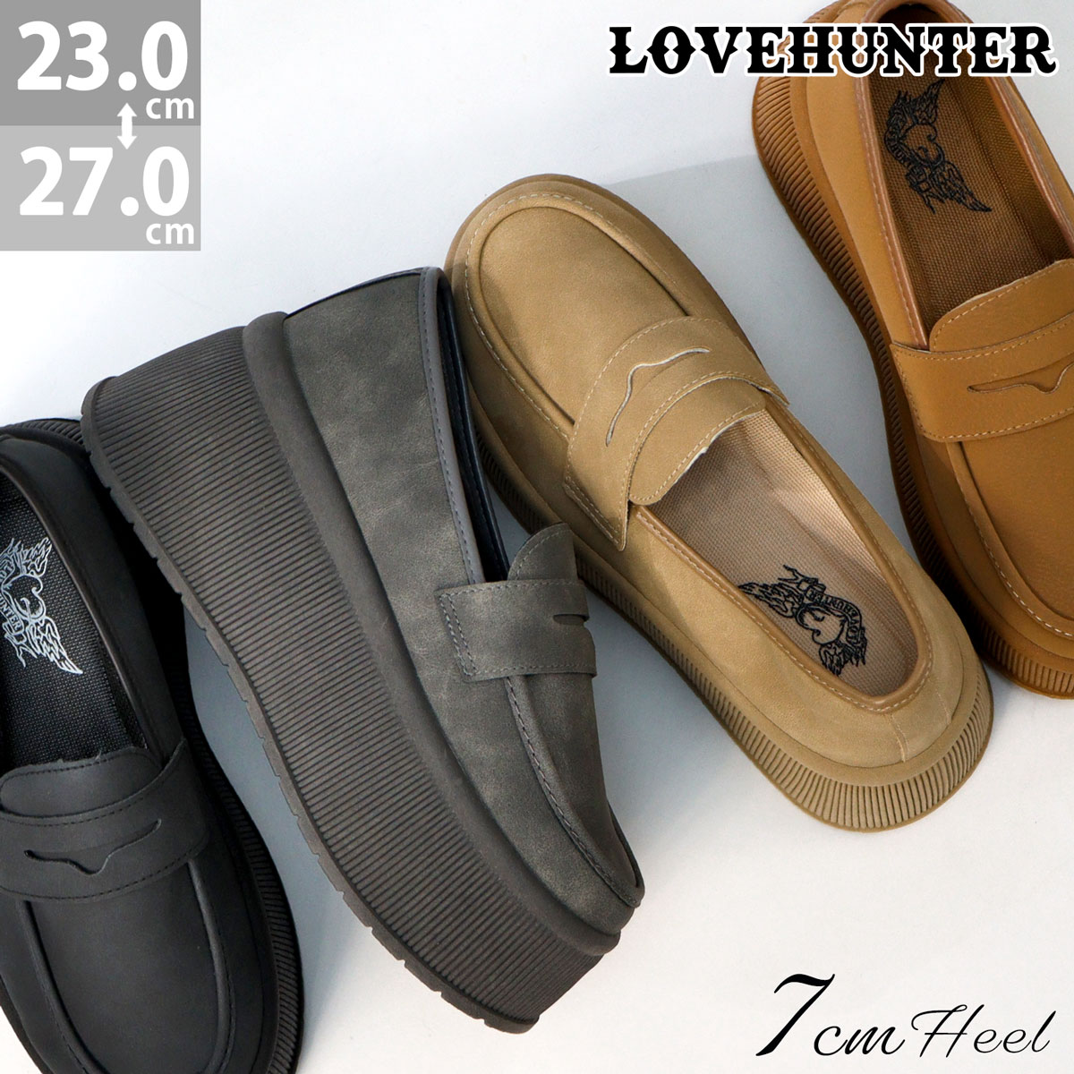 LOVEHUNTER（ラブハンター） ローファー レディース 厚底 7cmヒール