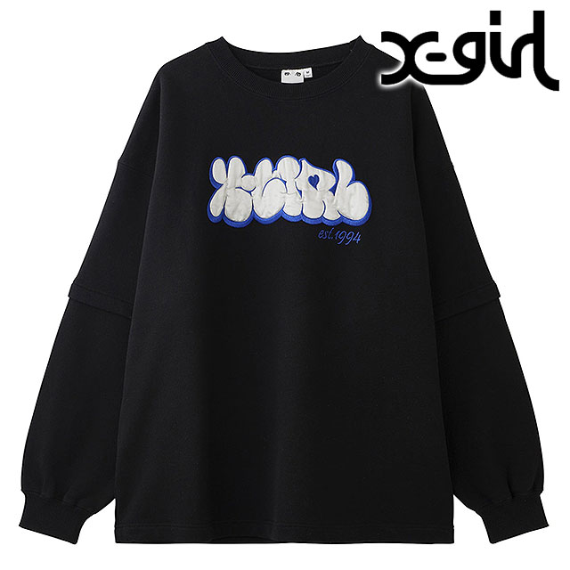 X-girl（エックスガール） プランプロゴ レイヤード スウェットトップ