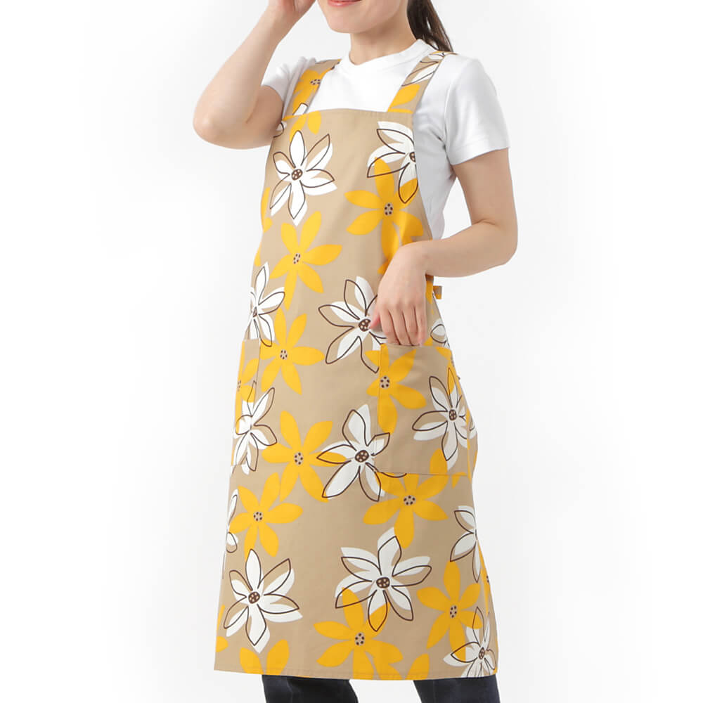 エプロン 母の日 フルールエプロン 北欧風 キッチンエプロン 花柄
