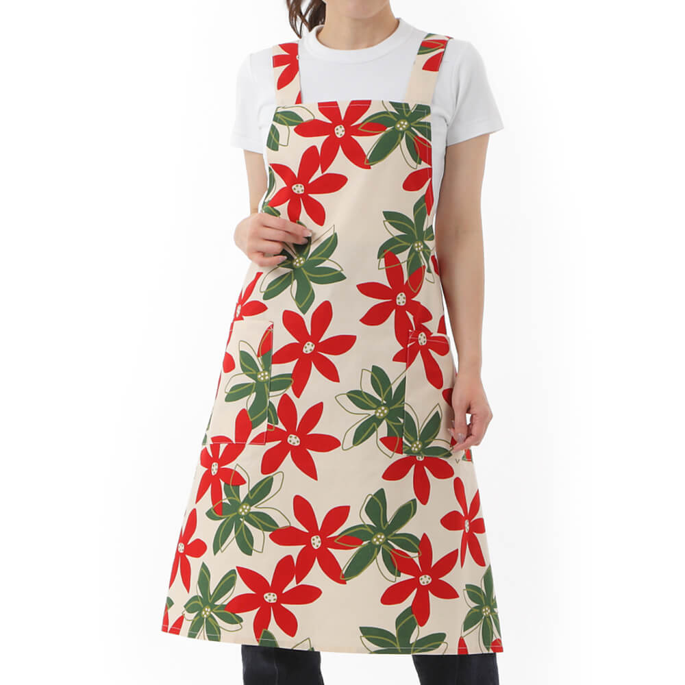 エプロン 母の日 フルールエプロン 北欧風 キッチンエプロン 花柄