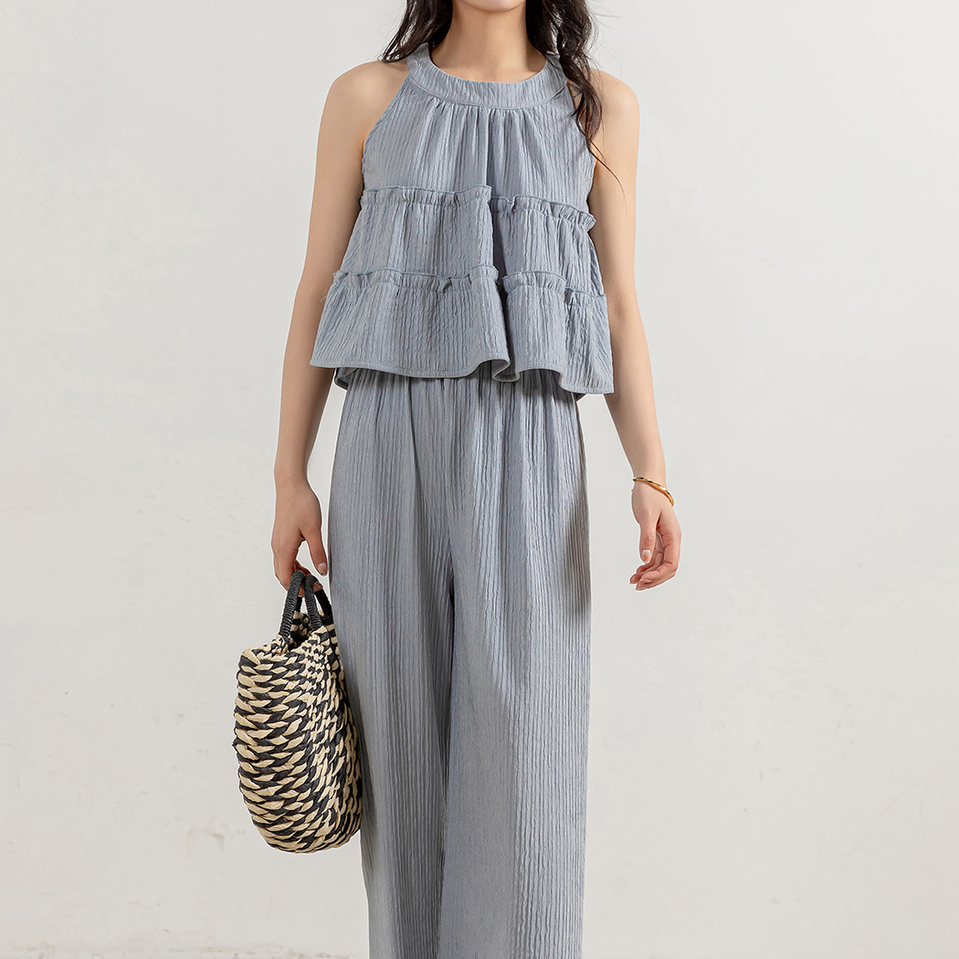 セットアップ ノースリーブ リゾート フレアトップス ワイドパンツ