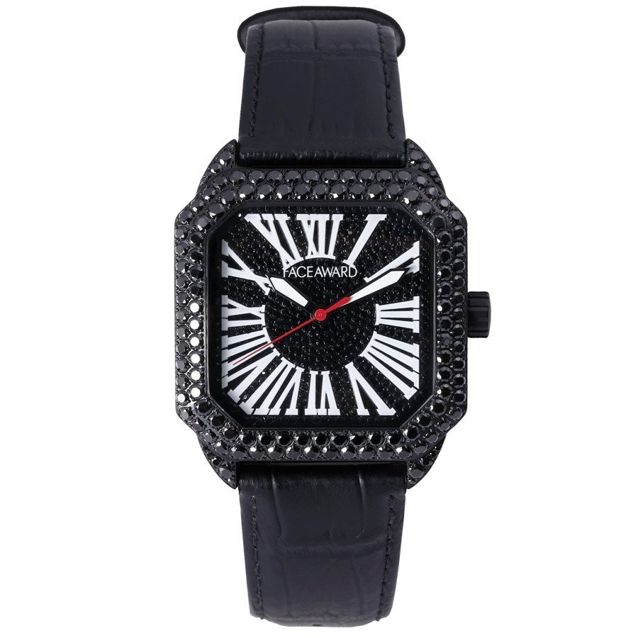腕時計 メンズ 四角 スワロフスキー ジルコニア ブラック ギラギラ