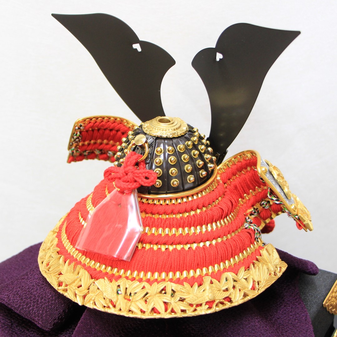 五月人形 一徳作 国宝デザイン兜 8号 竹雀兜 金箔押し小札 紗張り京櫃