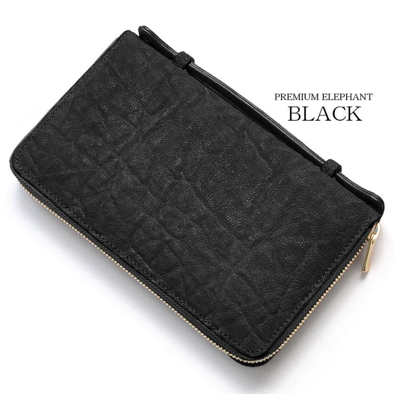 長財布 メンズ エレファント 象革 ゾウ クラッチバッグ ミニセカンド