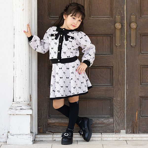 mezzo piano メゾピアノ(mezzo piano)モノグラムニット セットアップ