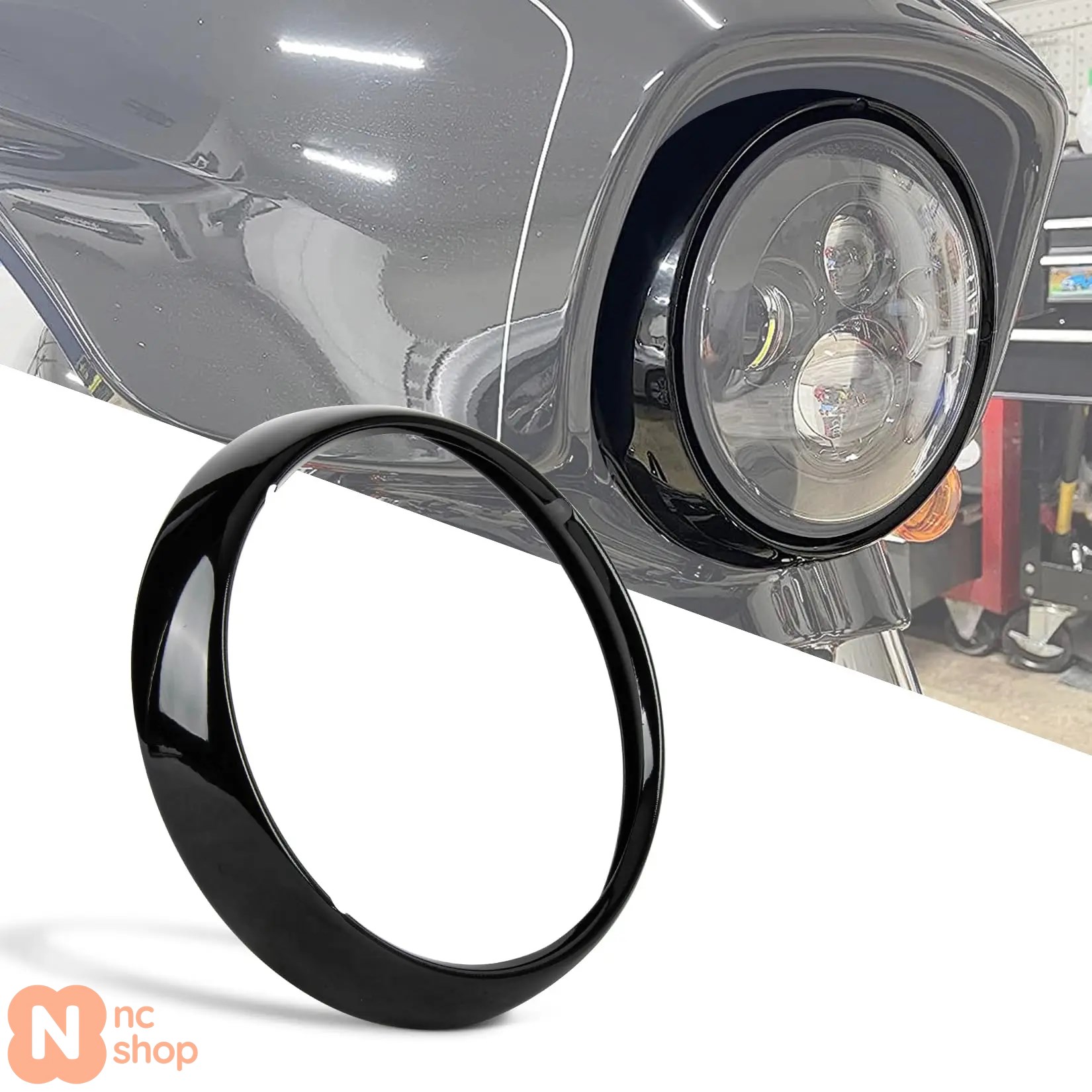 並行輸入品】 バイク 7インチヘッドライトランプトリムリングカバー