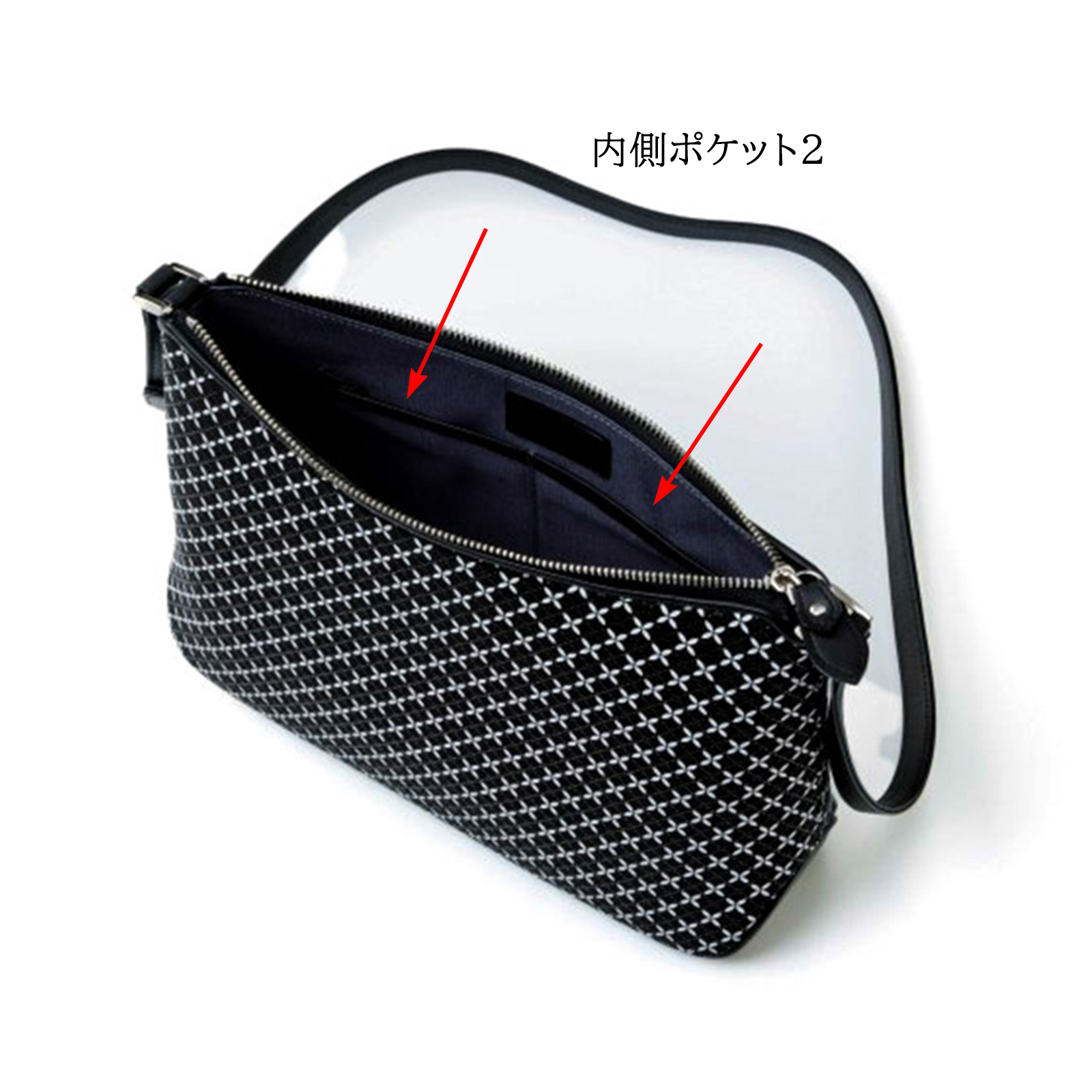 印傳屋（INDEN-YA） 印伝 ショルダー バッグ そよか 七宝 黒 ブラック