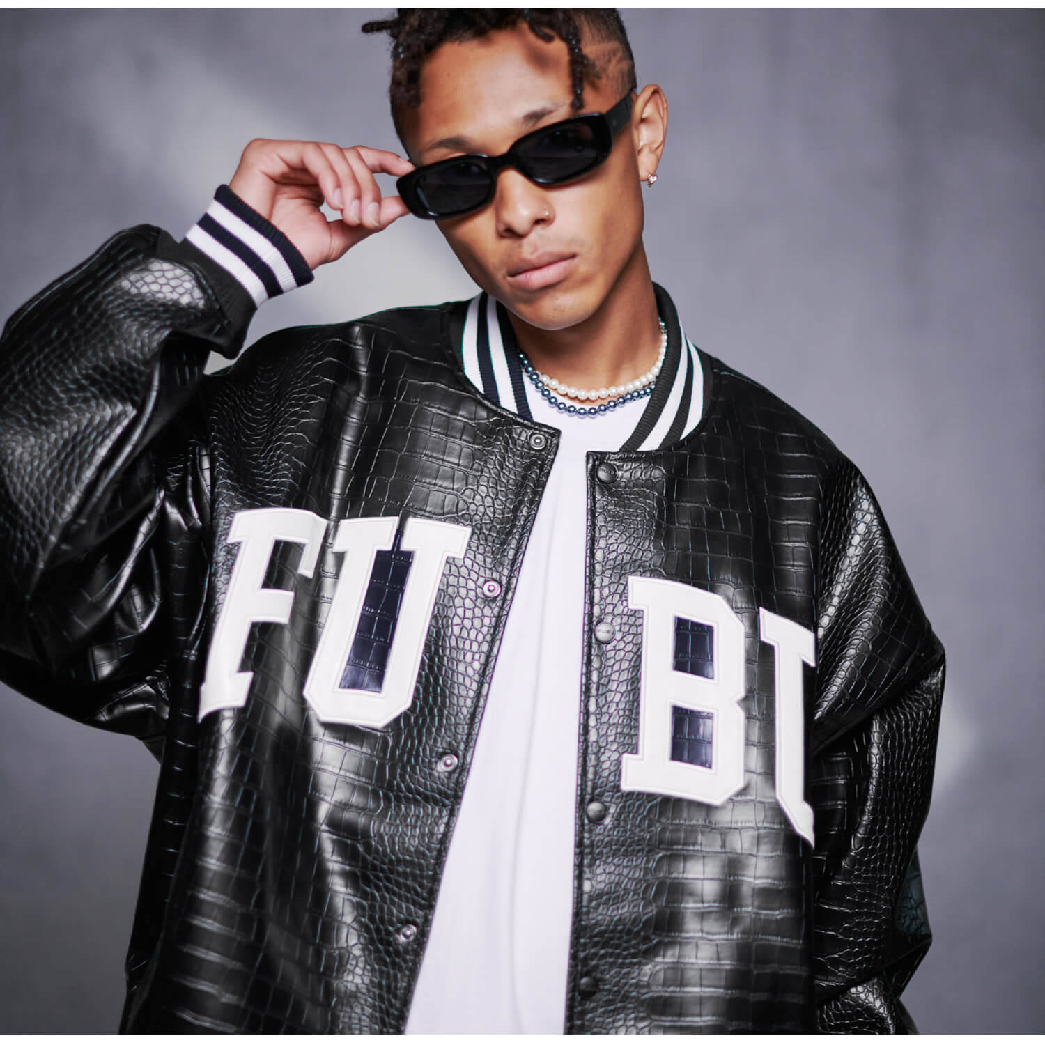 FUBU（フブ） レザージャケット メンズ パイソン柄 フェイクレザー