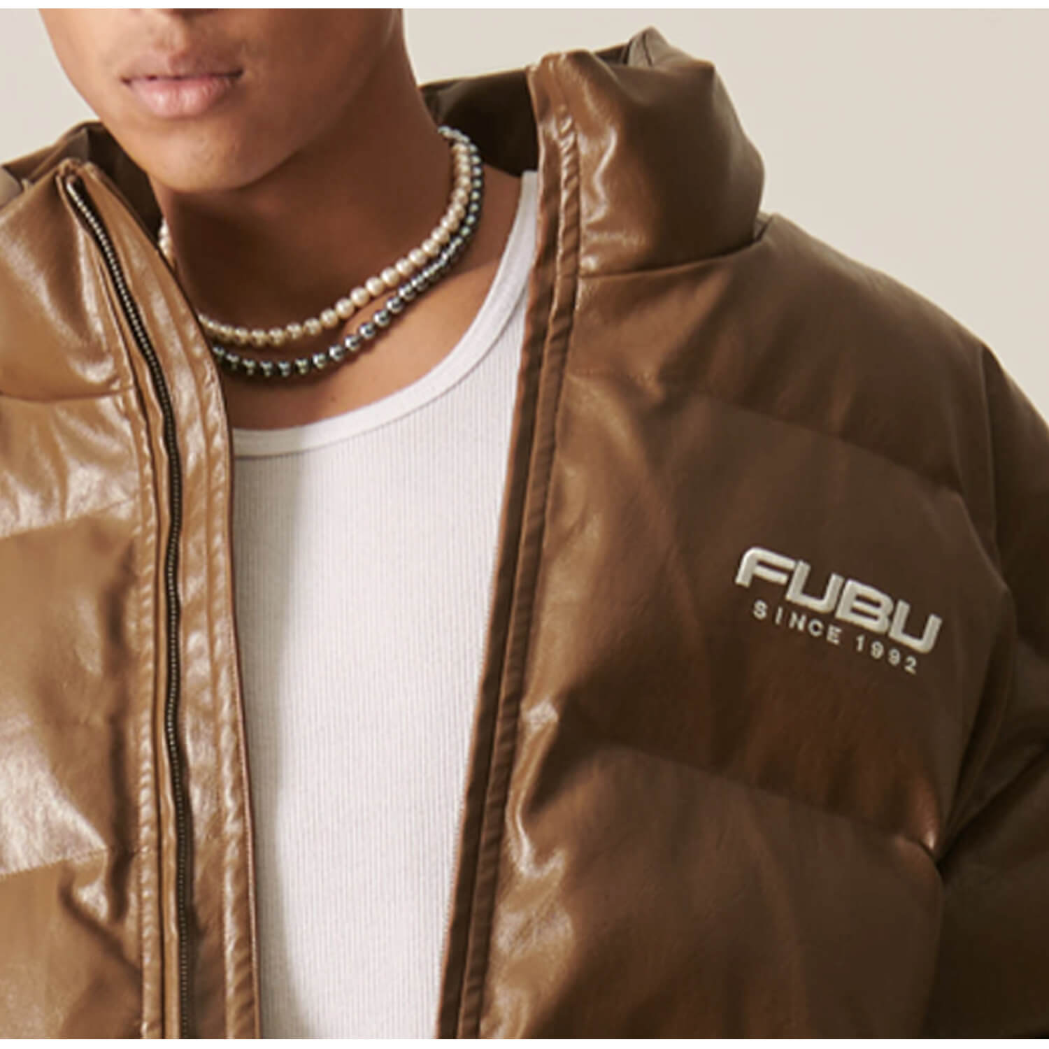FUBU（フブ） 中綿ジャケット メンズ フェイクレザー エコダウン