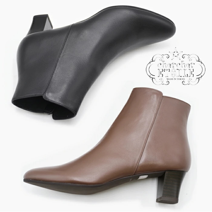日本製 ショートブーツ R-5893 浅草製 本革 レディース 靴 サイド