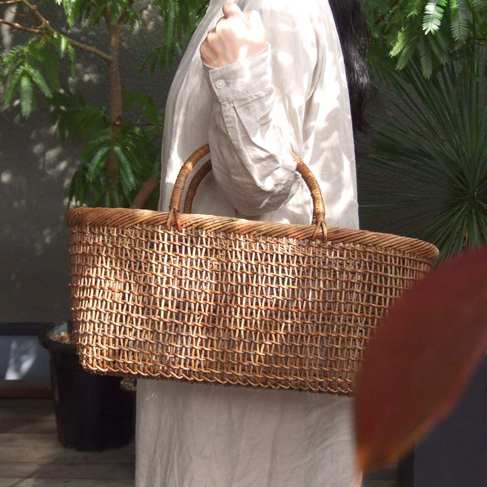 秋田県 あけび蔓細工 あけびかご 手提げかご 特上透かし編み こだし