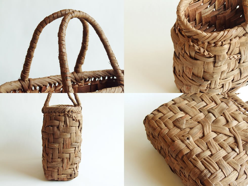 純国産 秋田県角館 山葡萄かごバッグ 乱れ編み 丸型中 定雄さん作