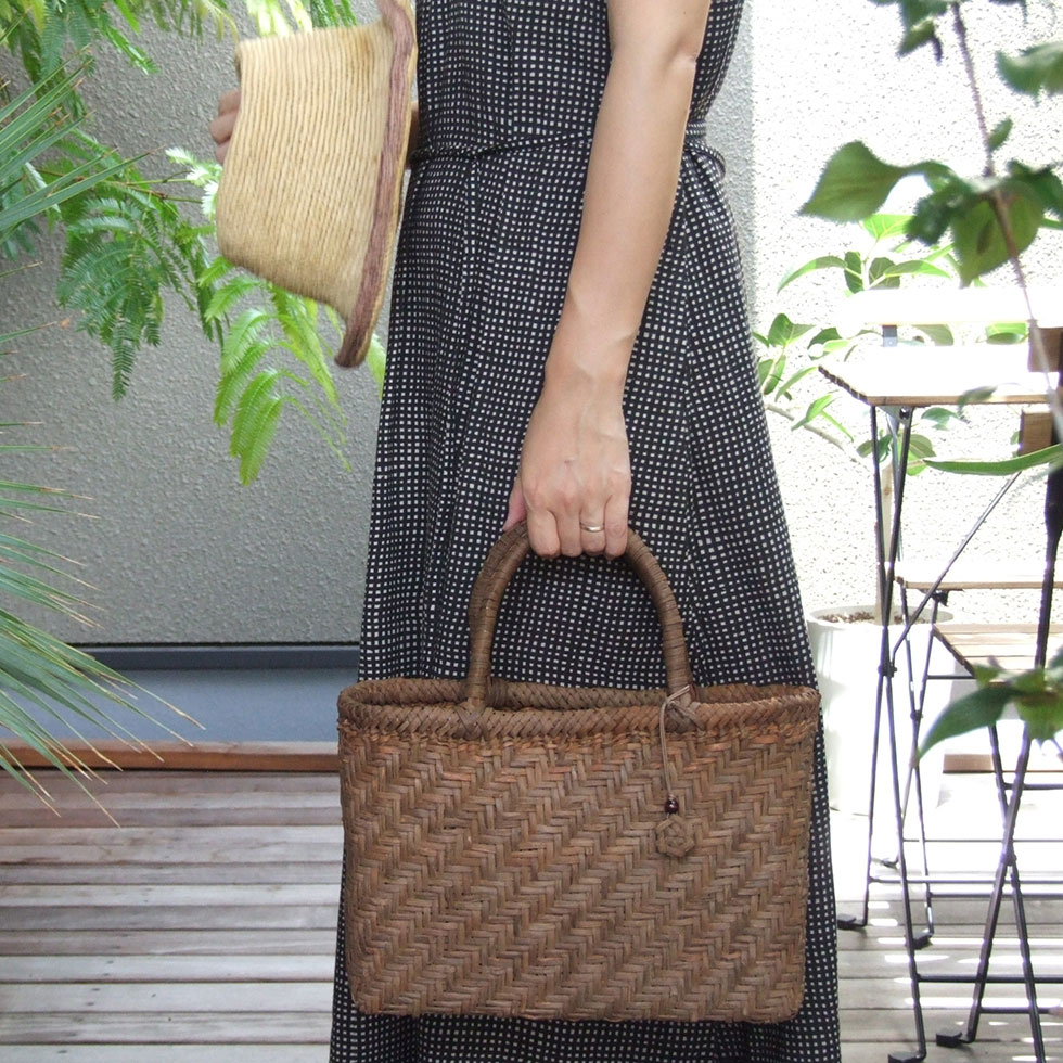 純国産 山形県 山葡萄かごバッグ 5mm極細網代編み 定番型 : おまめ