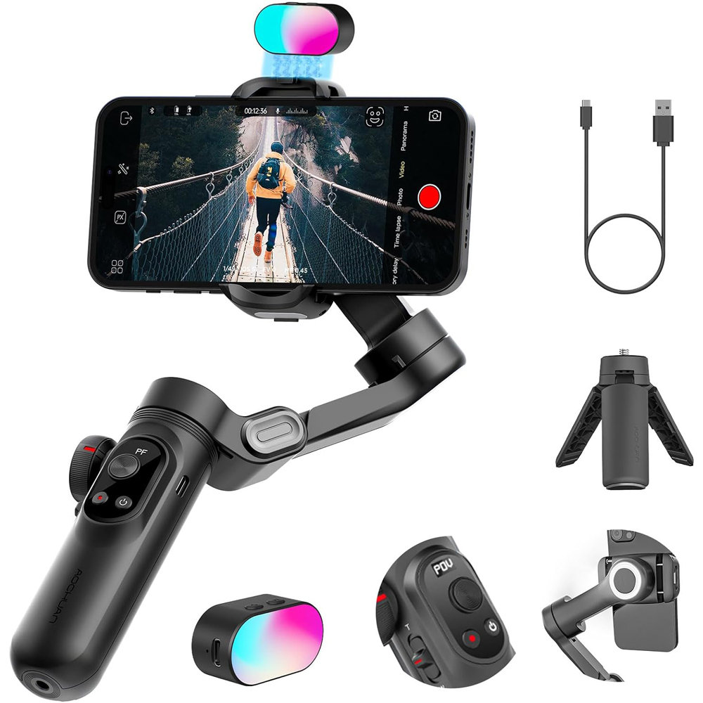 AOCHUAN SMART X PRO RGB ライトセット スマホジンバル 折りたたみ式