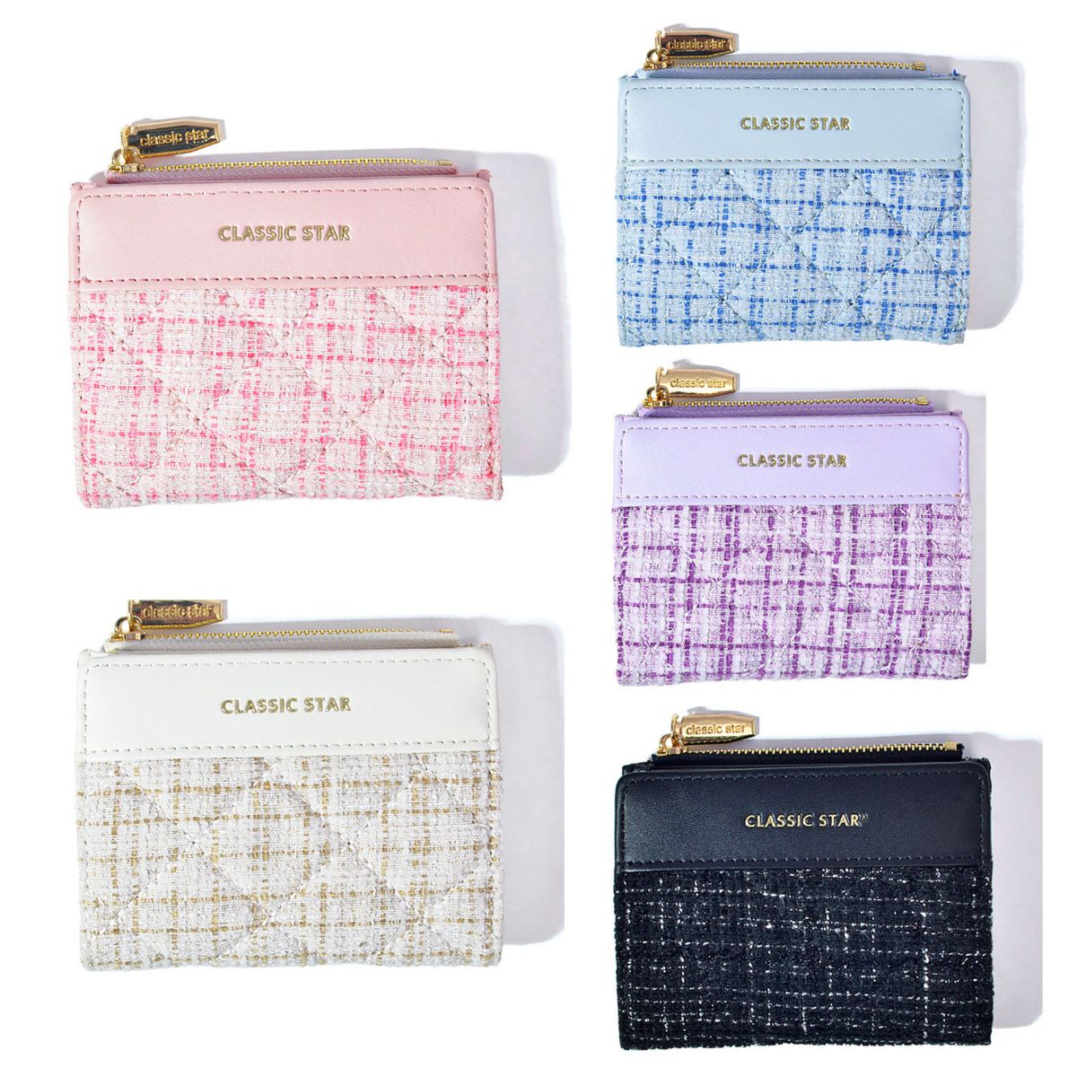 ORSUN] レディース 財布 キルティング ミニ ツイード ミニウォレット