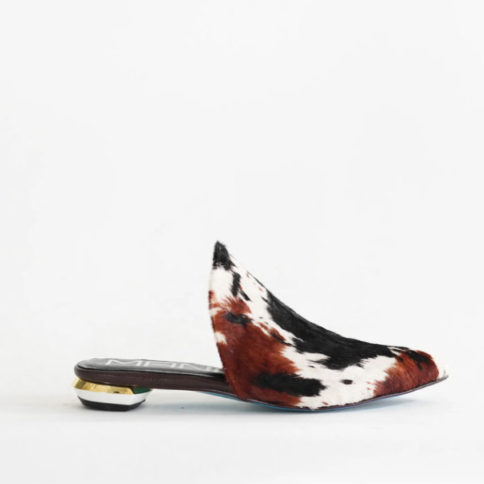 MANA（マナ） 靴 ミュール レディース 本革 牛革 ハラコ ポインテッド