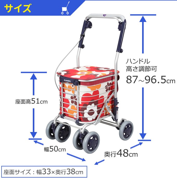 Uber（ユーバ） シルバーカー ワイヤーカート スワレル 花柄 SUWAREL