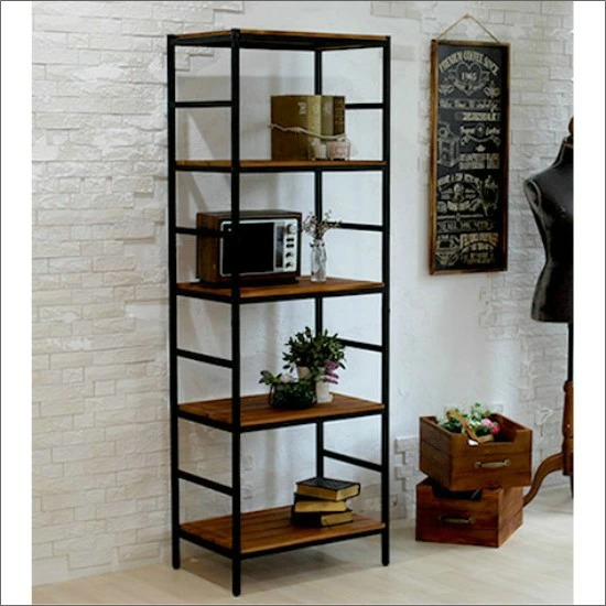 天然木 アイアン 5段ラック 幅60 奥行40 棚 ラック シェルフ 木製