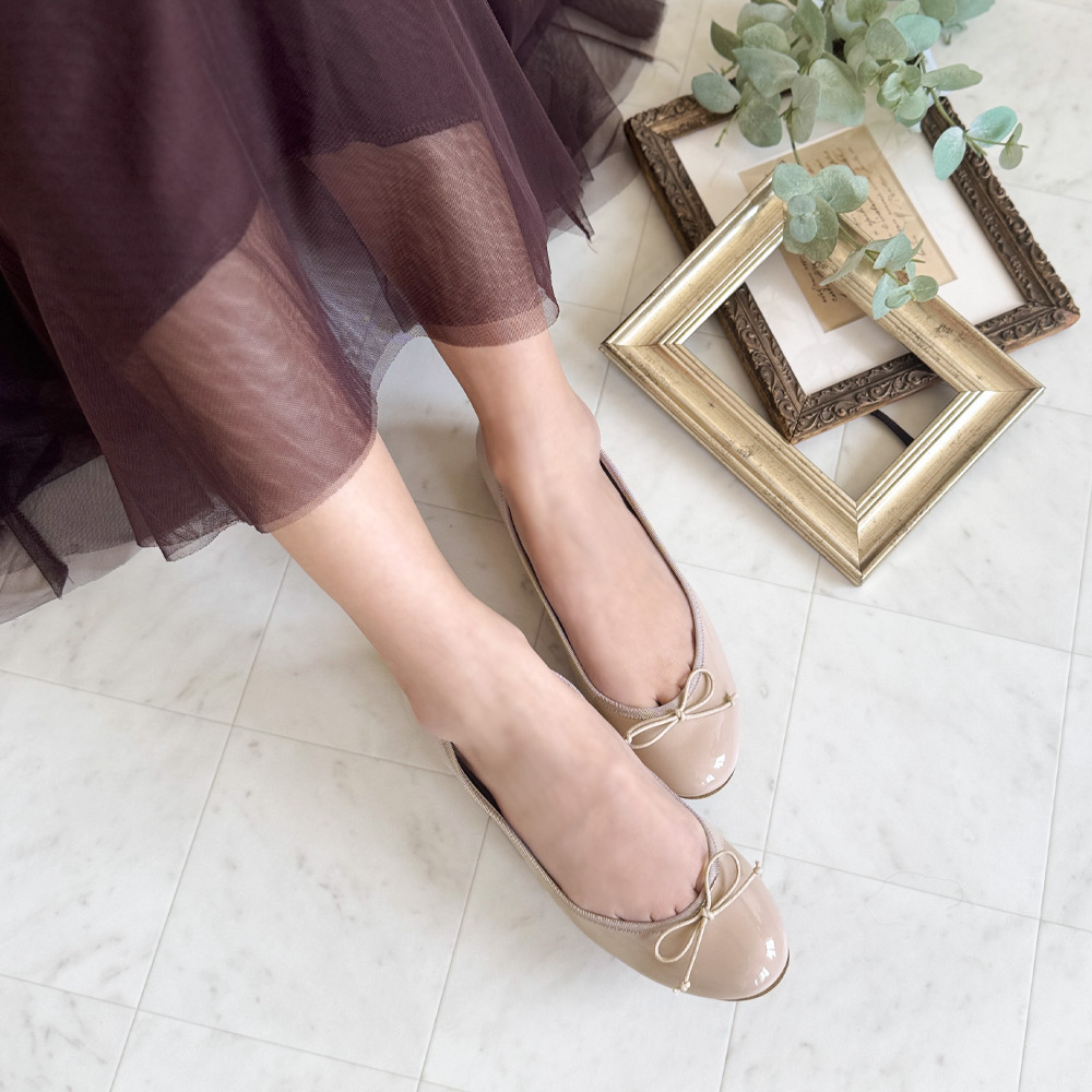 ファルファーレ公式 【NEW】3cmヒールバレエ(エナメル) バレエシューズ