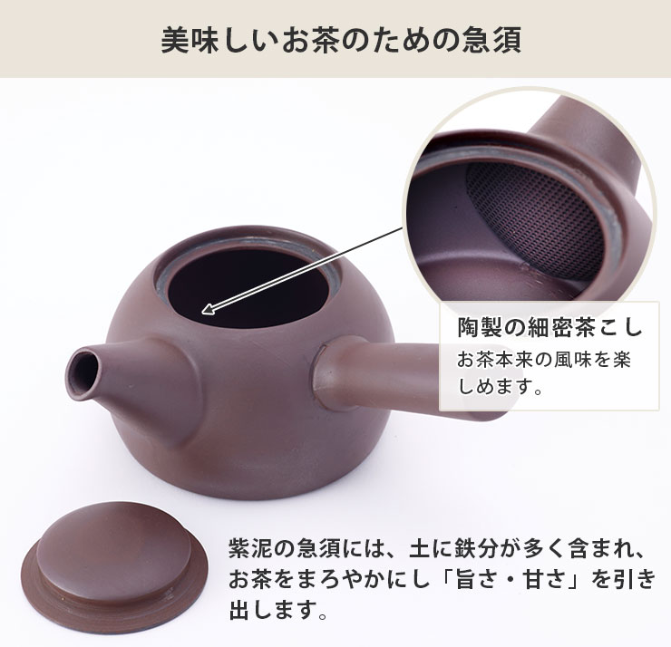 日常茶飯器 急須 430ml 萬古焼 紫泥 0100-0024 急須 陶製茶漉し 日本製