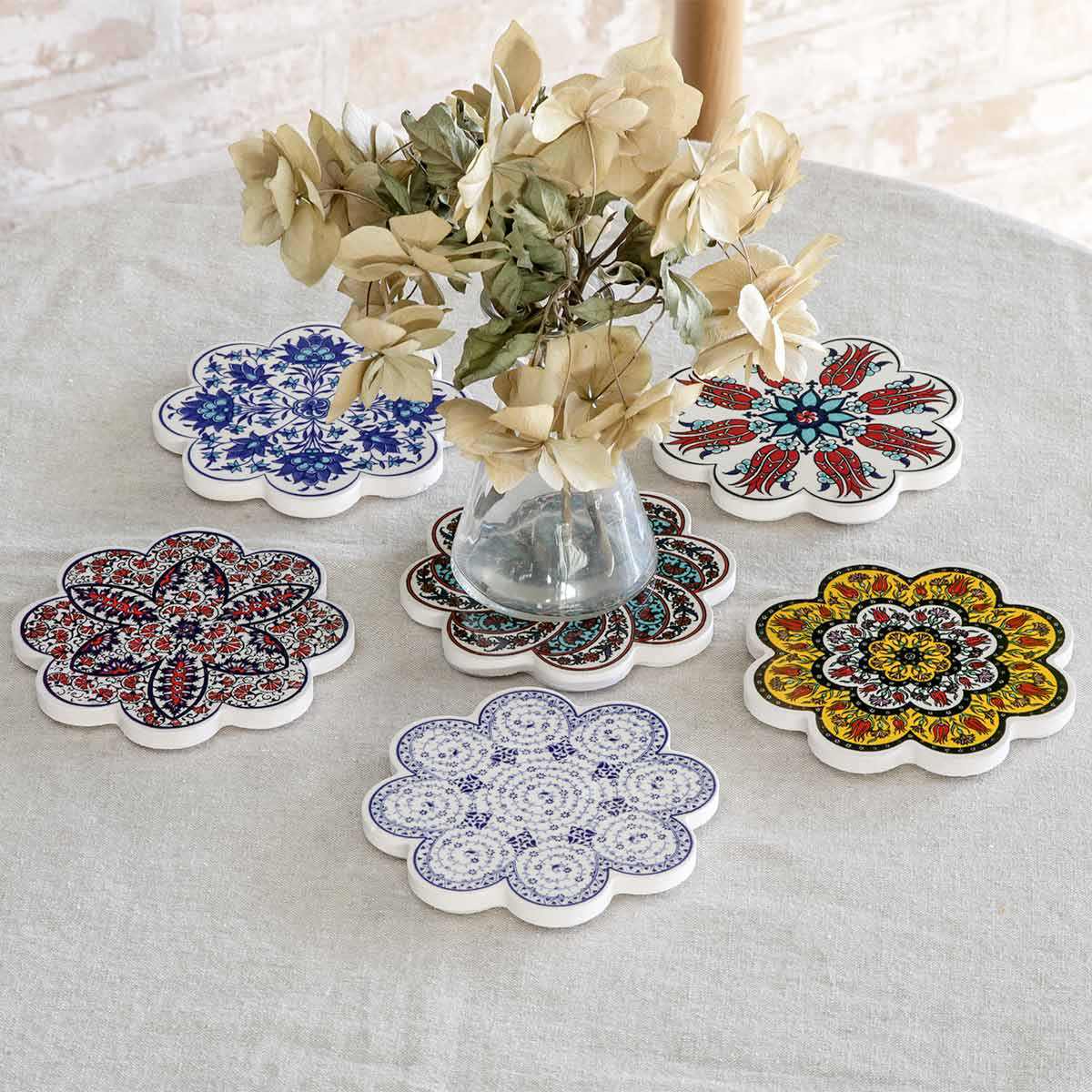 コースター 11cm IZNIK タイルコースター 陶器 （ トルコ陶器 トルコ