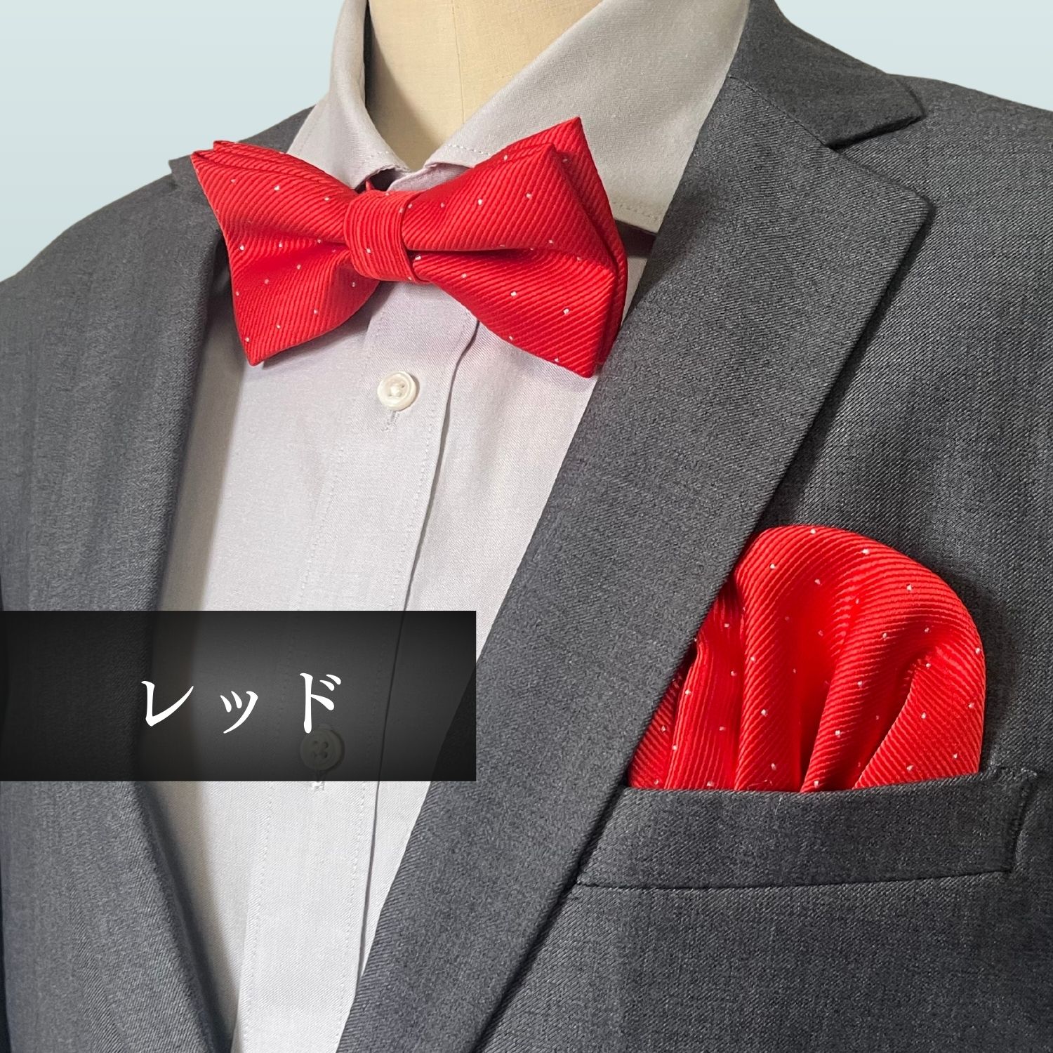 haoa 蝶ネクタイ＆ポケットチーフ 台紙付き 差し込み さすだけ チーフ