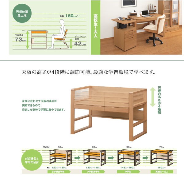 浜本工芸 NO17 100幅 学習机2点セット(机＋移動袖) 開梱設置送料無料