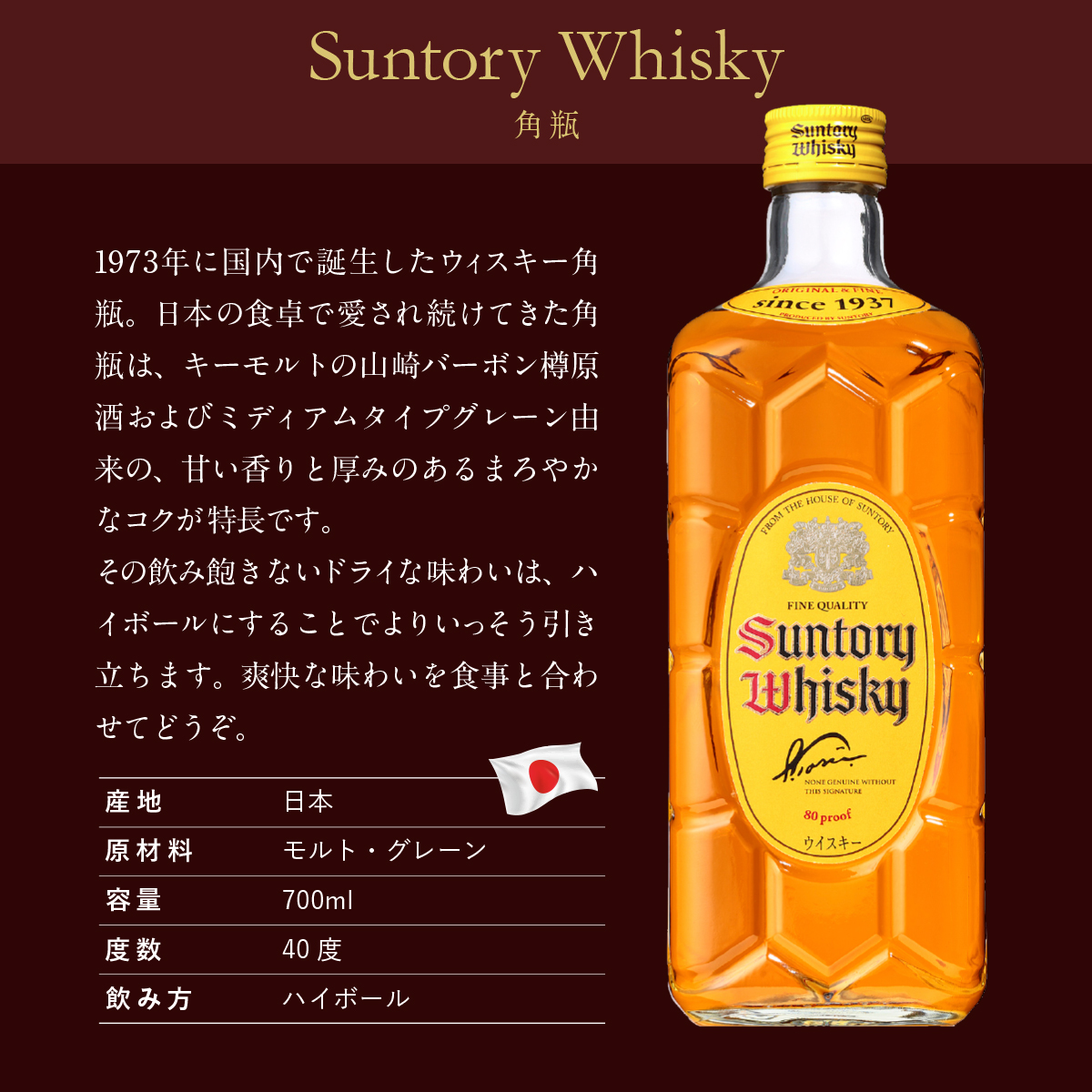 サントリー 角ハイボール 名入れ プレゼント 角瓶 亀甲デザイン