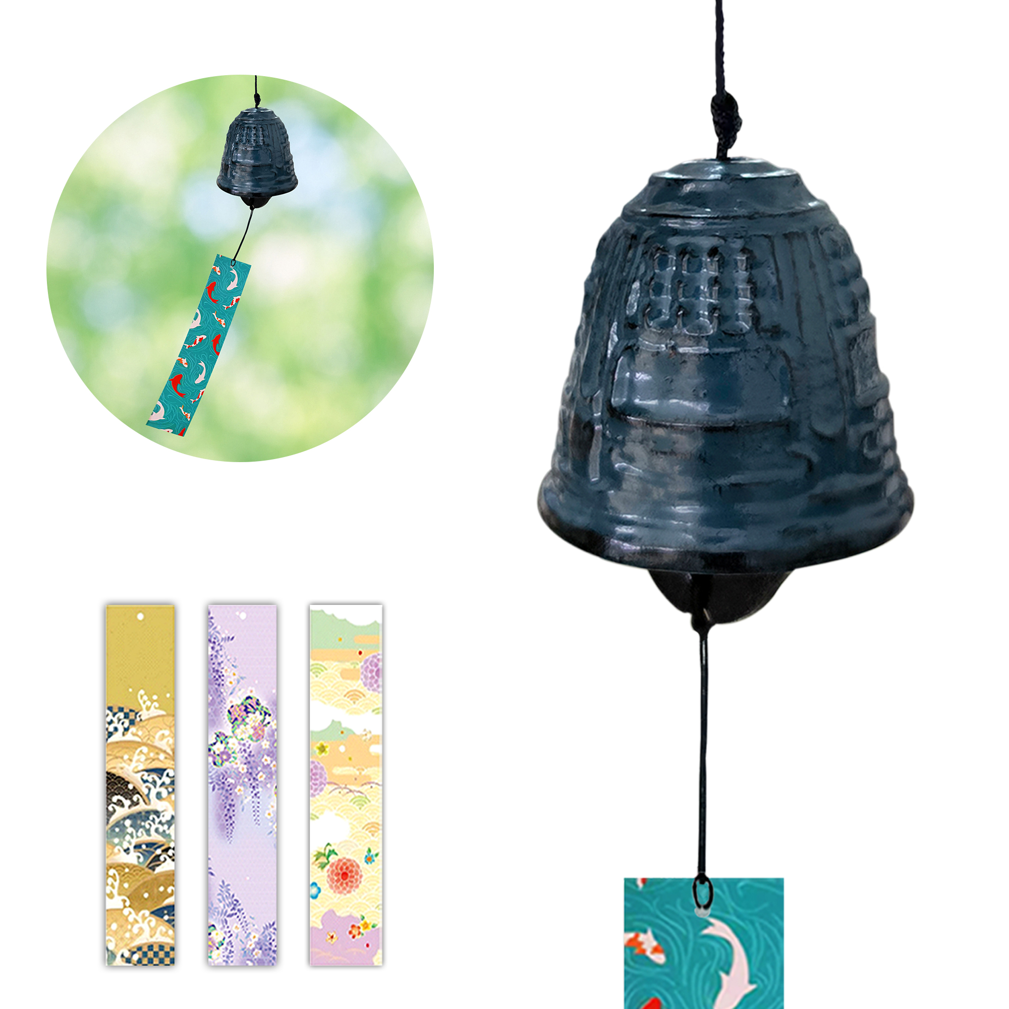 風鈴 鉄器製 手作り 13種類から選べる 短冊4枚付き 和風 耐久性 夏の