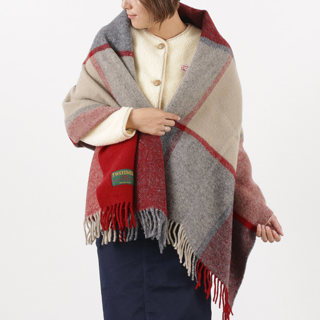 TWEED MILL（ツイードミル） 74×180 ブロックチェック ブランケット