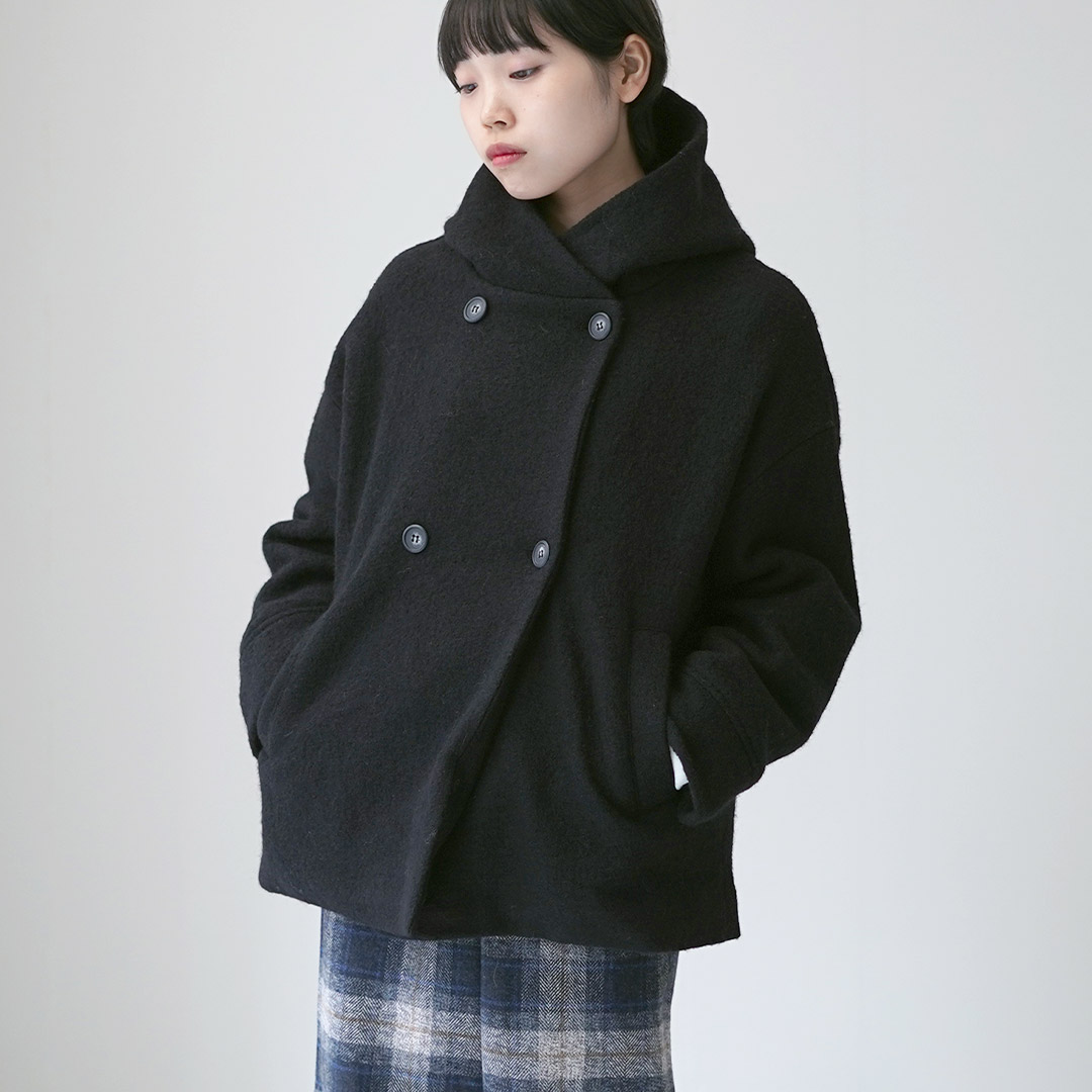 mao made（マオメイド） ダブルボタン ミドル フーディー ジャケット