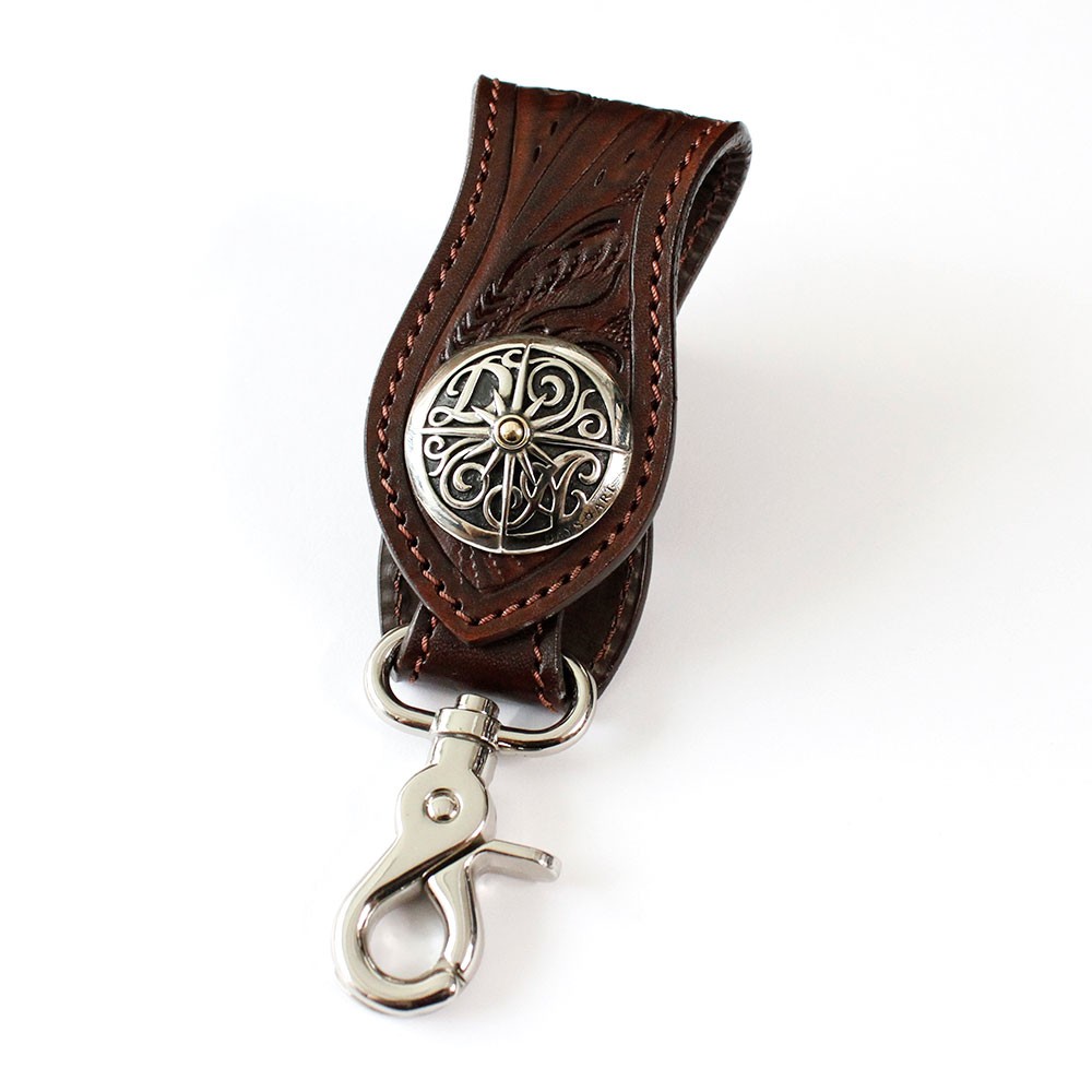 ベルトループ キーホルダー 革 カービング ウォレットチェーン用牛革