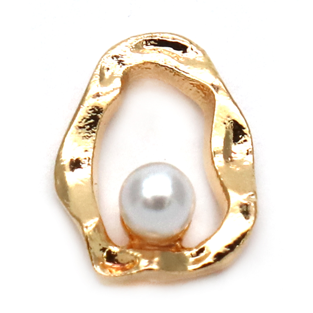 ネコポス送料無料]ネイルパーツ パール付きニュアンスオーバルフレーム