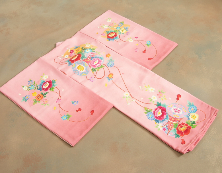 お宮参り着物 絹100％ 正絹女児初着 本加賀友禅 浜ちりめん生地 濃淡