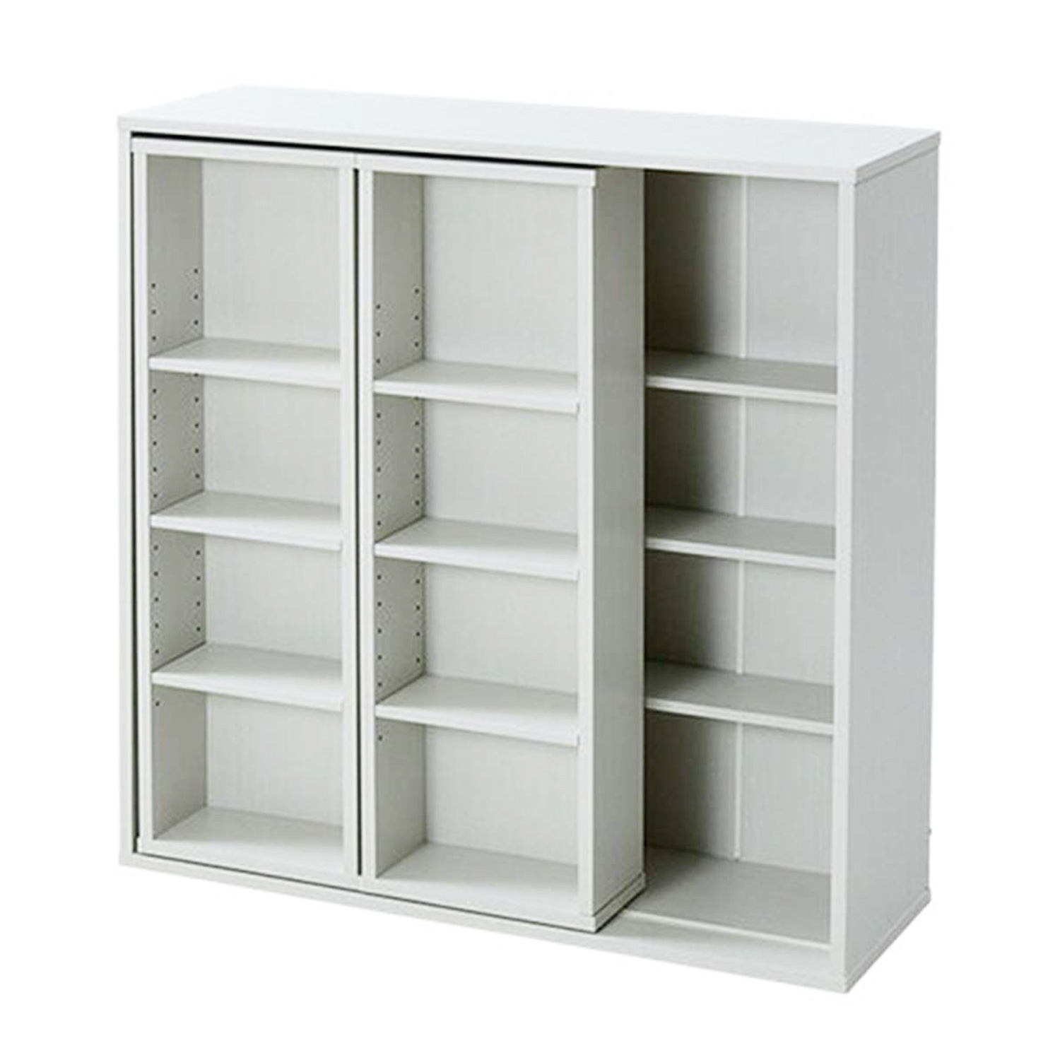 山善（YAMAZEN） 本棚 大容量 2個組 スライド本棚 ダブルスライド 幅90