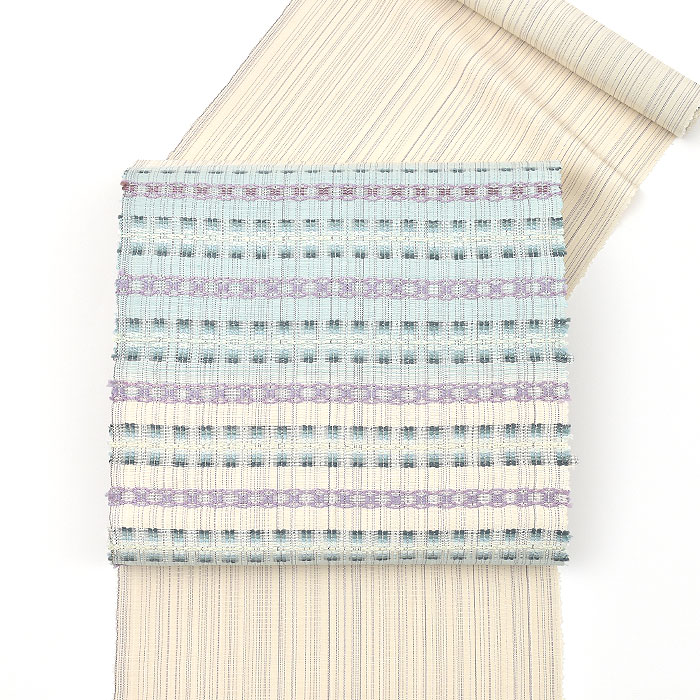 白鷹紬 伝統工芸士 佐藤新一 作 雪花織 九寸 名古屋帯 正絹 日本製【帯