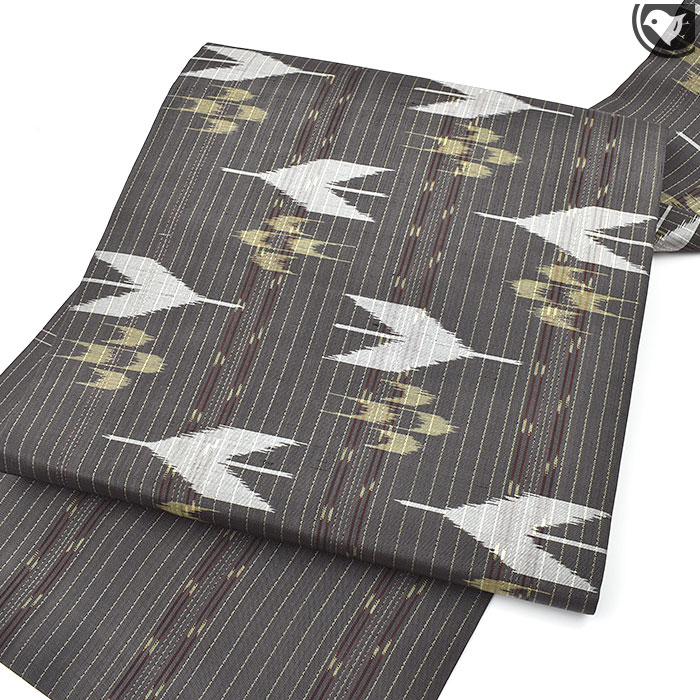 本場琉球絣 知念幸助 謹製 経済産業大臣指定 手織り 九寸 名古屋帯