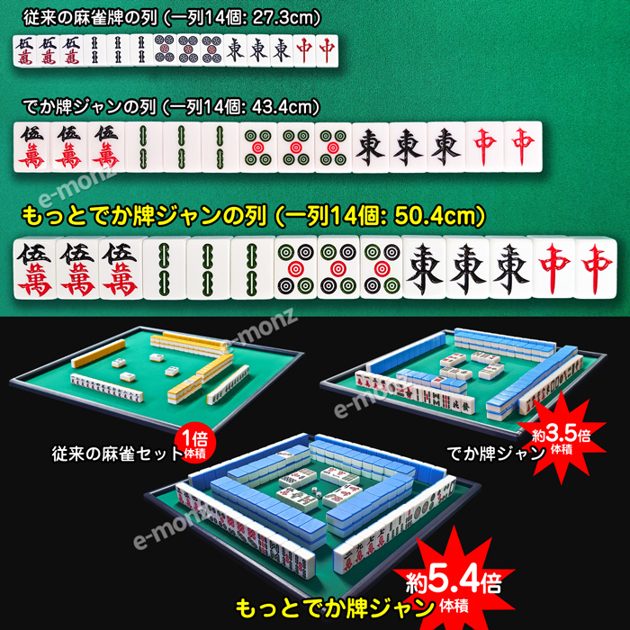 超ビッグサイズ 麻雀牌 【 もっと! でかパイじゃん 】 麻雀牌セット