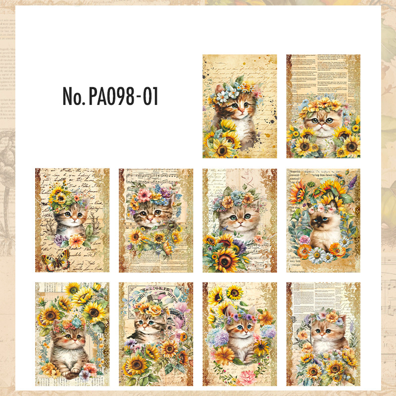 コラージュ 素材 デザイン ペーパー 猫 ネコ ジャンクジャーナル