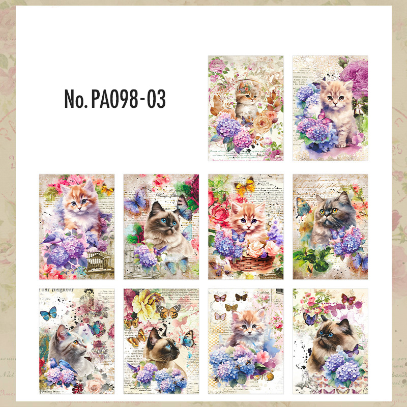 コラージュ 素材 デザイン ペーパー 猫 ネコ ジャンクジャーナル